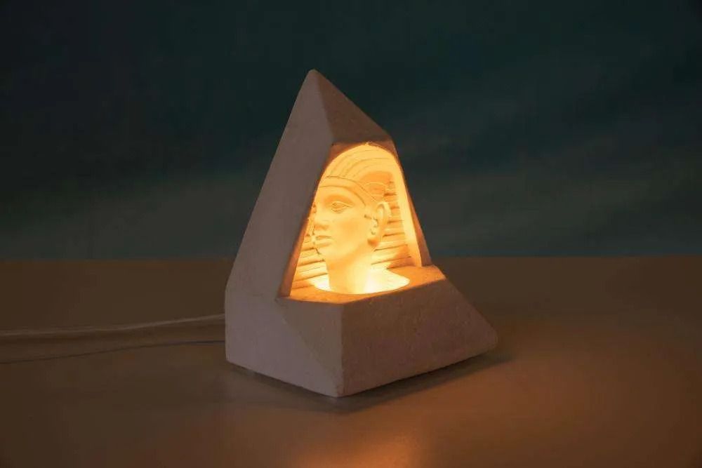 photo buy Egyptian Stone Table Lamp, Vintage Mood Lamp 70s/80s.