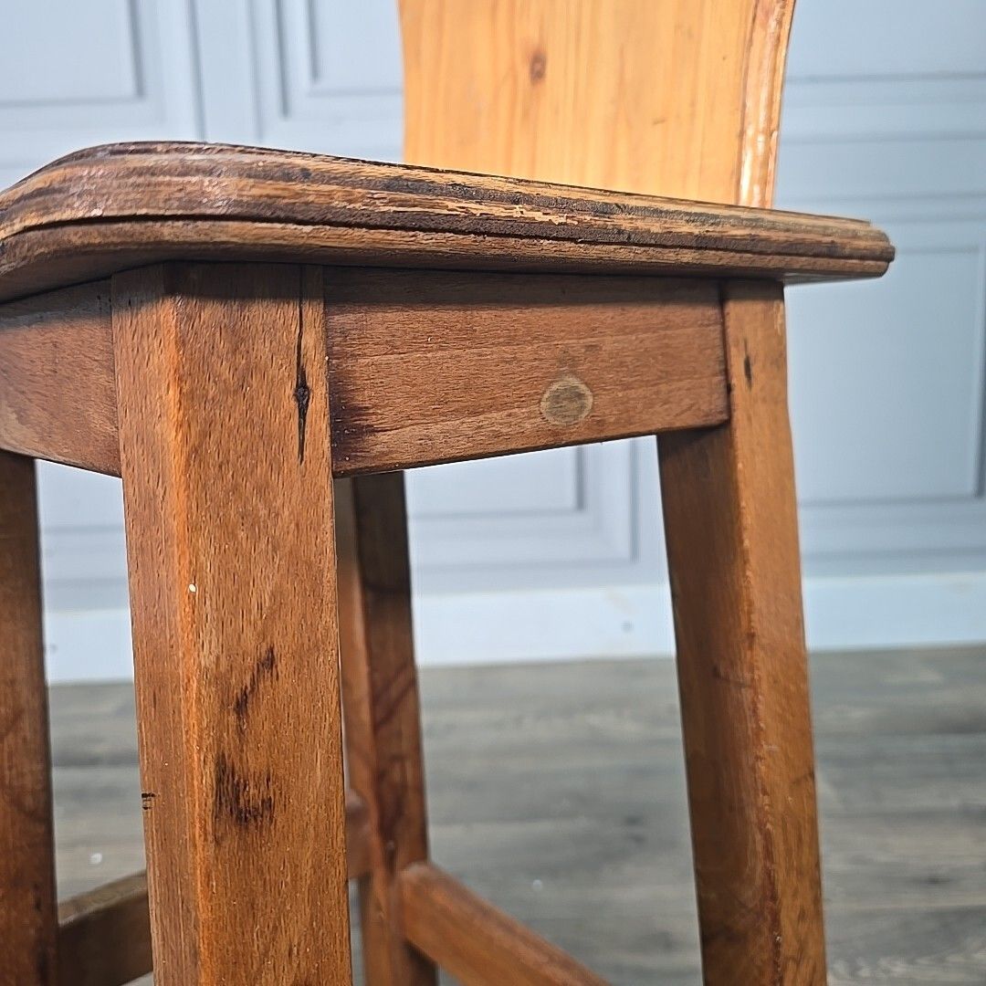 photo buy Retro Vintage Stool Chair Handmade Wooden Children's Seat Unusual Homemade
