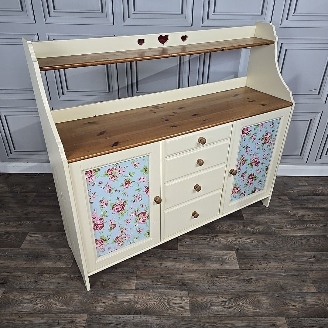 Vintage Sideboard Cabinet  Shabby Chic Solid Pine Wooden Kitchen Washstand Retro photo for sale