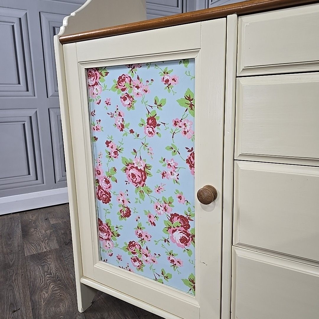 Furniture Vintage Sideboard Cabinet  Shabby Chic Solid Pine Wooden Kitchen Washstand Retro photo
