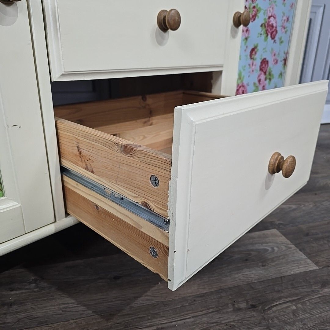 photo vinterior Vintage Sideboard Cabinet  Shabby Chic Solid Pine Wooden Kitchen Washstand Retro