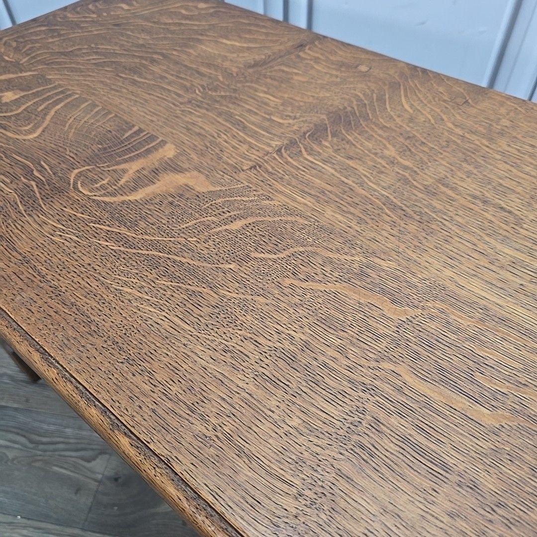 photo vinterior Antique Oak Lamp Table Solid Wooden Side Secret Drawer Jacobean Revival Style