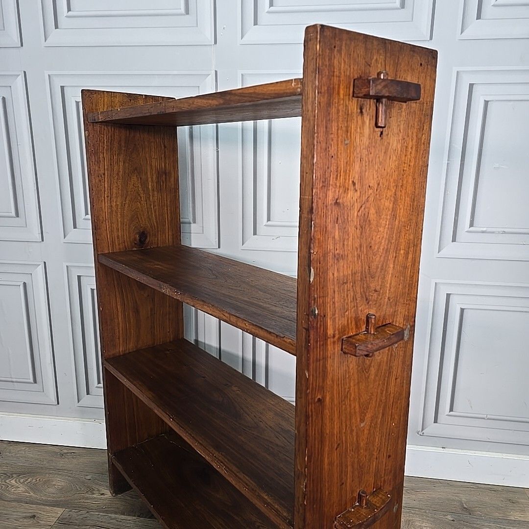 Antique Bookcase Shelf / Shelves Vintage Solid Wooden Arts & Crafts Pegged photo 330.0
