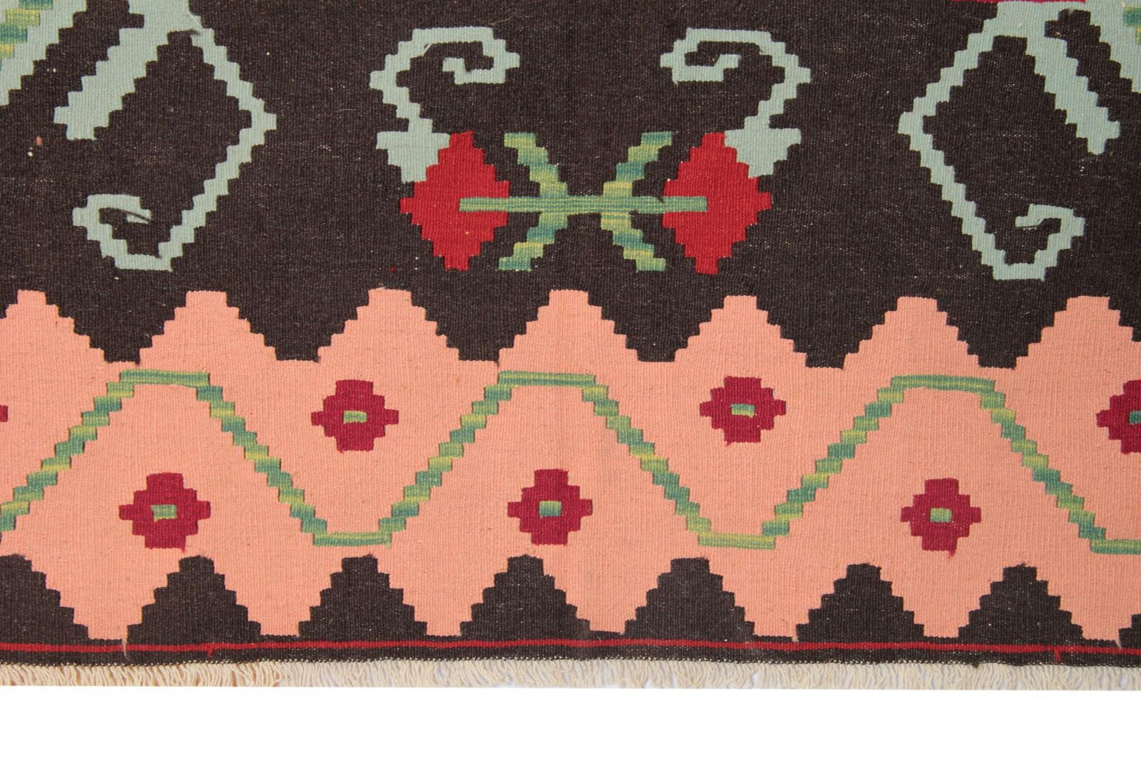 Antique Moldavian Kilim Rug Floral Large Livingroom Carpet Zig Zag Border photo Textiles