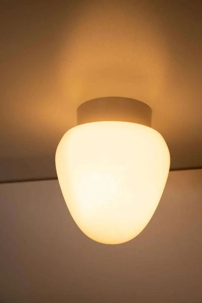 photo furniture Vintage Opaline Plafondlamp, Jaren 1950, Minimalistisch Ontwerp.