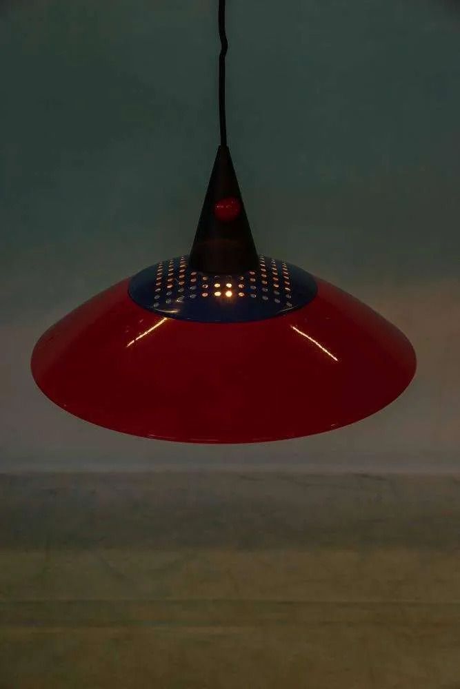86.0 Memphis Style Pendant Lamp 1980s, Children's Room Red Blue Black. photo