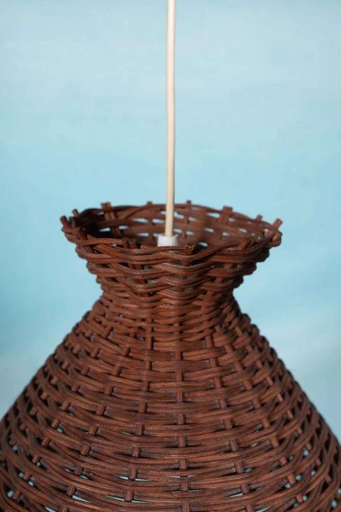 Boheemse Jaren Zestig Hanglamp, Gevlochten Vintage Lampenkap. photo for sale
