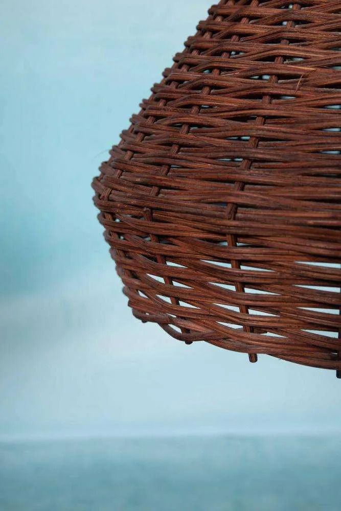 Boheemse Jaren Zestig Hanglamp, Gevlochten Vintage Lampenkap. photo vinterior