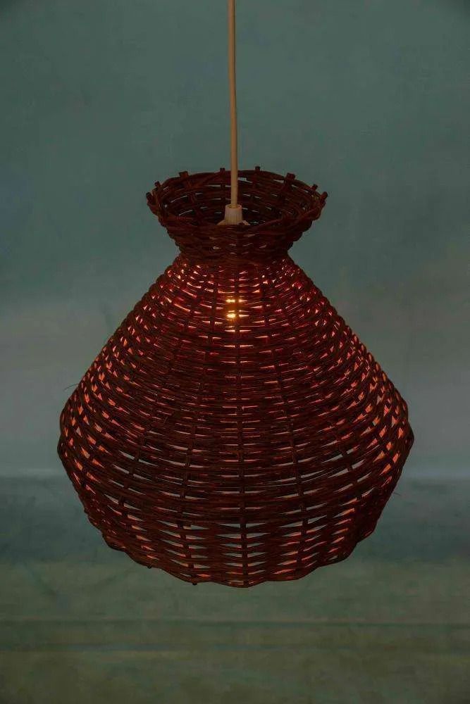 photo for sale Boheemse Jaren Zestig Hanglamp, Gevlochten Vintage Lampenkap.