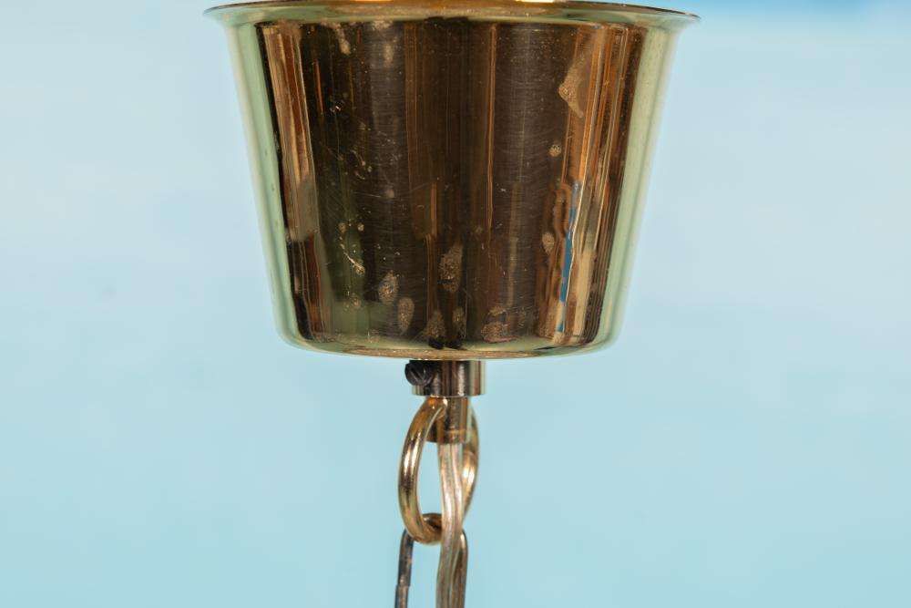 Lighting Midmod Regency Hanging Lamp Glass And Brass, Orrefors Sweden. photo