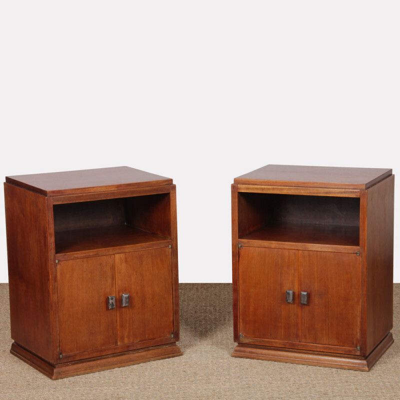 Pair Of Wooden Bedside Tables, French Craftsmanship From The 1940s.