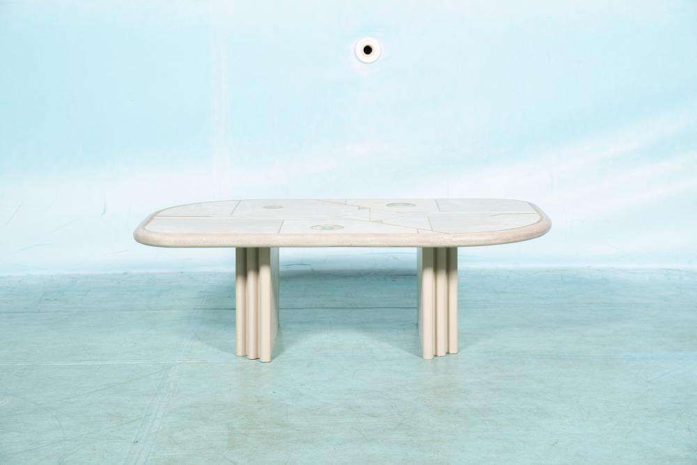 Vintage Travertijn Salontafel Fedam Jaren 80 Mid Century Modern photo Meubels