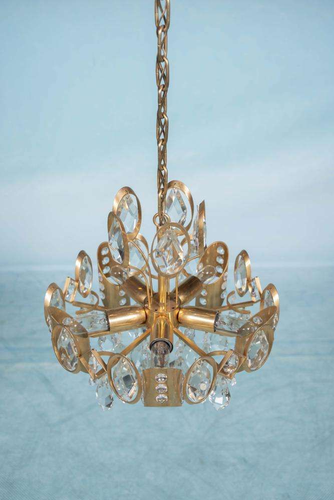 Midcentury Palwa Crystal Chandelier photo for sale