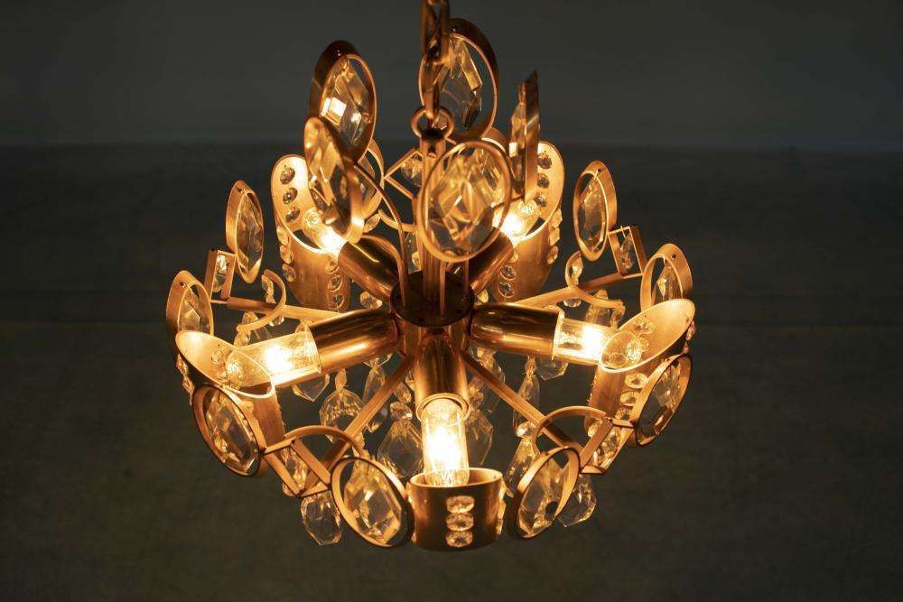 photo for sale Midcentury Palwa Crystal Chandelier
