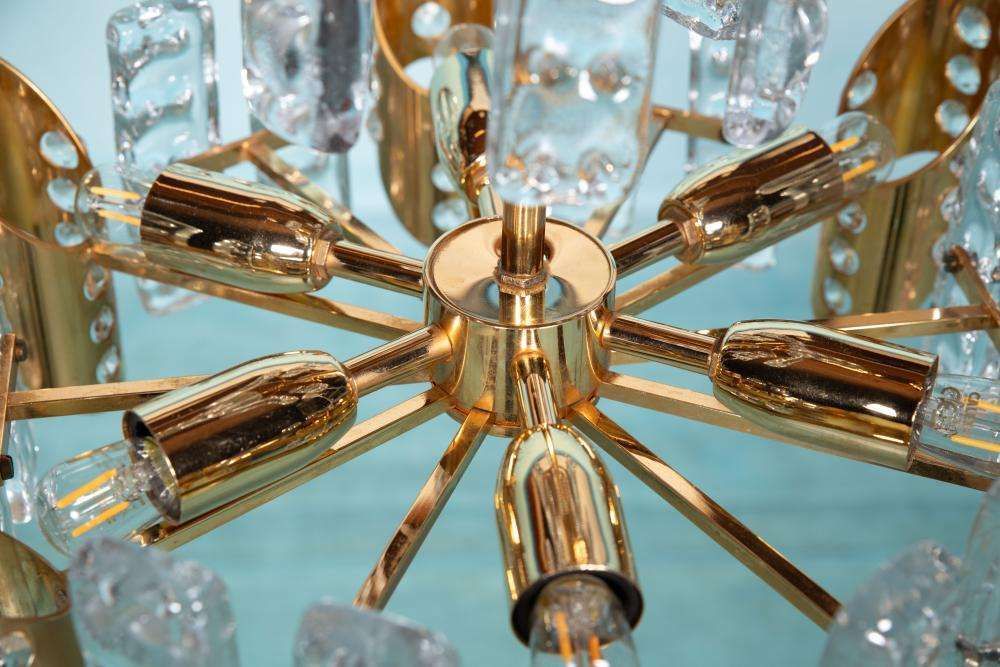 photo furniture Mid Century Orrefors Vergulde Kristallen Hanglamp Fagerlund