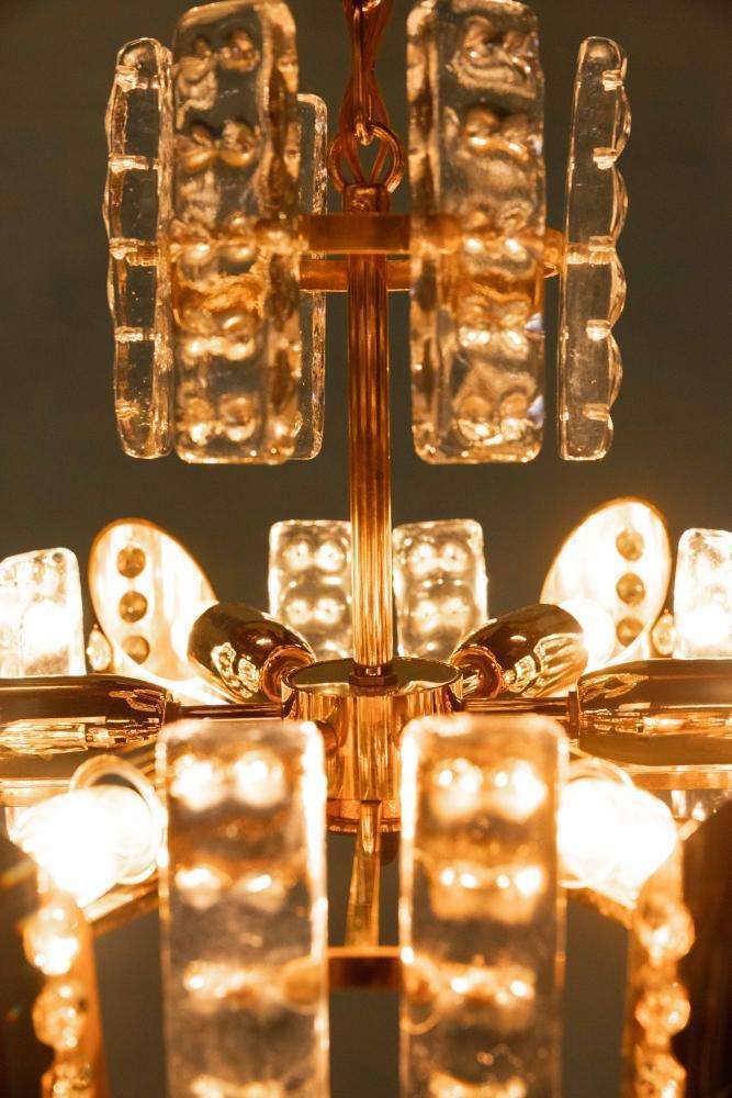 photo buy Mid Century Orrefors Vergulde Kristallen Hanglamp Fagerlund