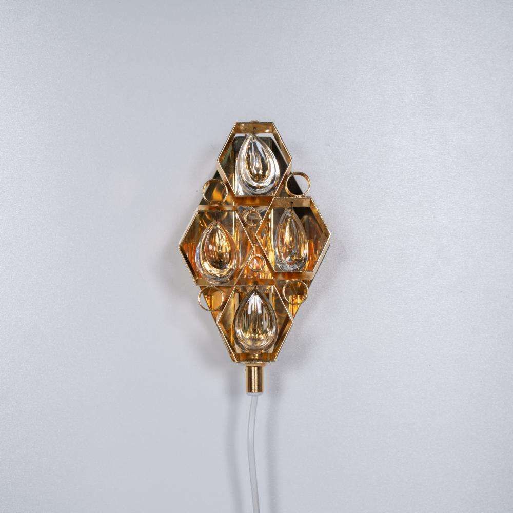 Vintage Messing & Kristallen Wandlamp Jaren 1960, Regency Messing Lamp photo Verlichting