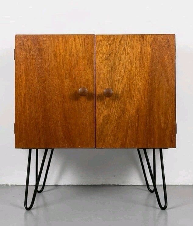 195.0 Mid Century Teak Record Cabinet Cupboard Mid Century Retro C1960s photo