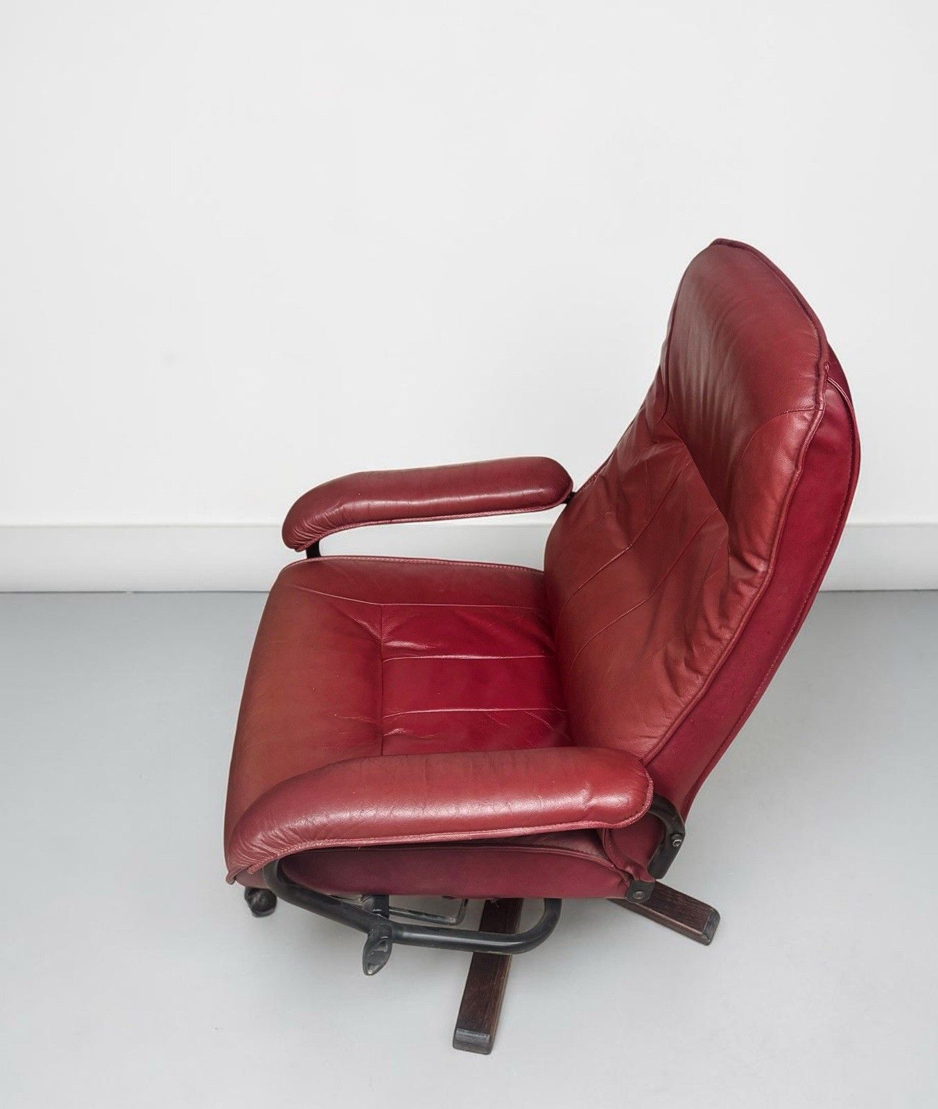 photo for sale Danish Unico Leather Armchair And Matching Footstool Mid Century Rero C1970s