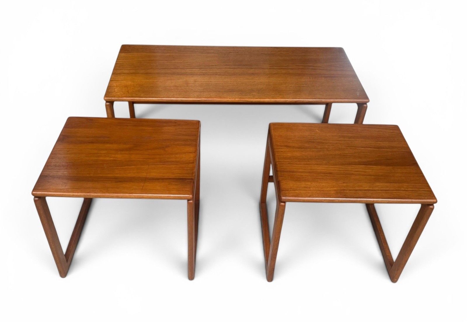 595.0 Arne Hovmand Olsen For Mogens Kold Solid Teak Nest Of Tables Rare Mid Century photo