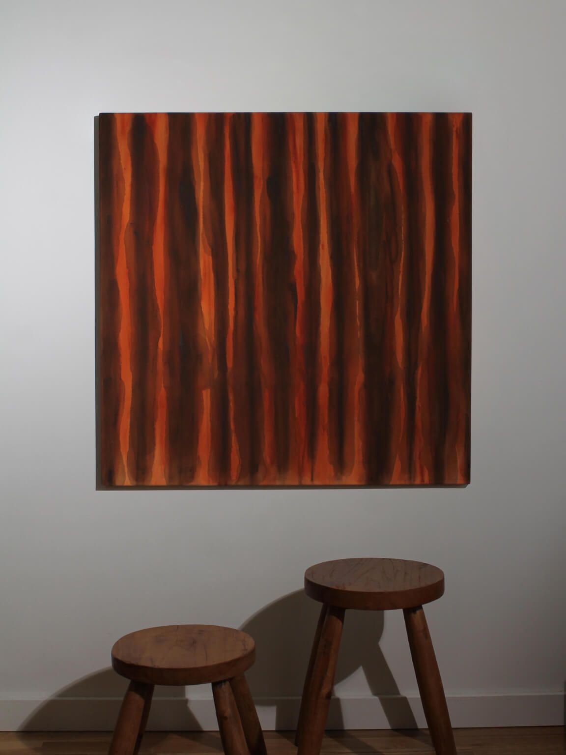 Vertical Organic Lines Painting In Umber, 80x80cm, Karina Savonenko, 2026 photo furniture