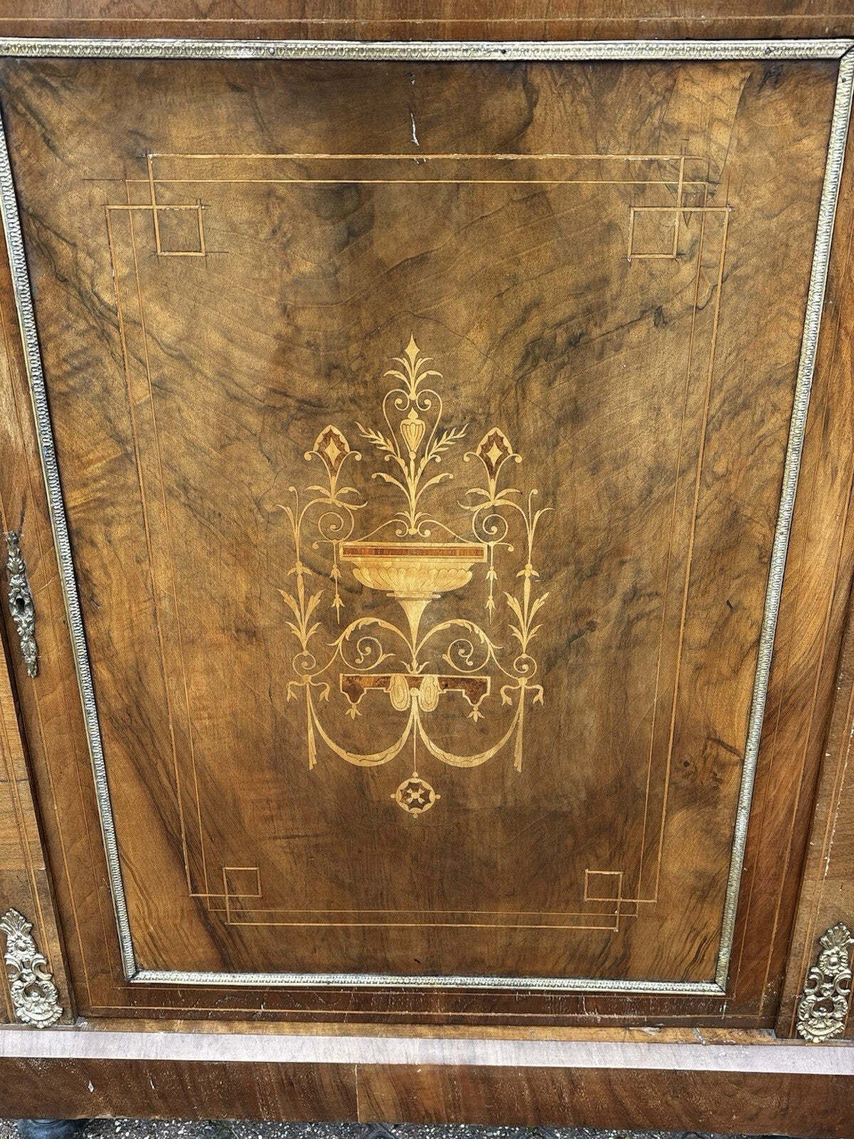 1504.0 Victorian Burr Walnut Credenza. photo