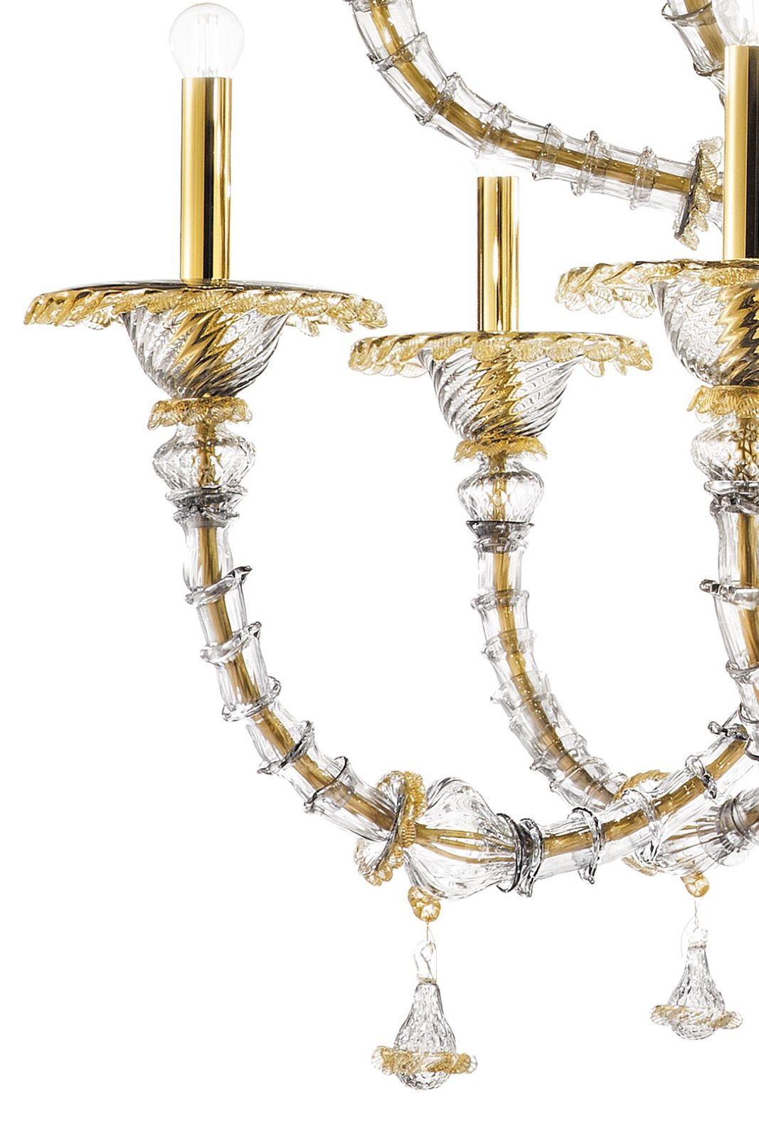 Huge Transparent And Gold Ca’ Rezzonico With Leaves Murano Glass Chandelier photo furniture