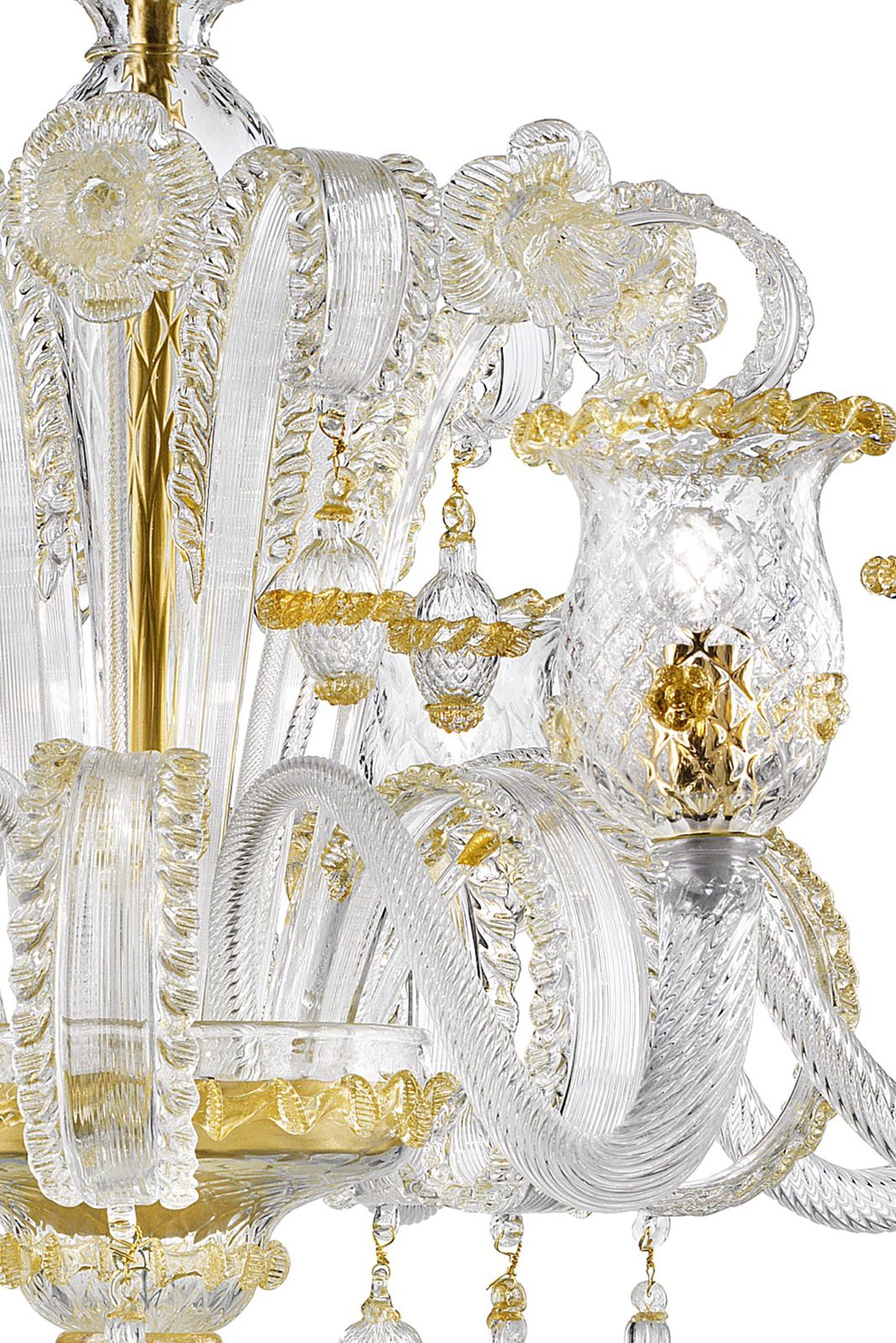 Imperial Venetian "Rigadin" Murano Glass Chandelier With Gold Trimming photo buy