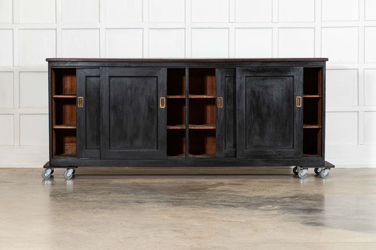 Large 19thc English Ebonised Mahogany Shop Counter / Dresser Base photo Furniture