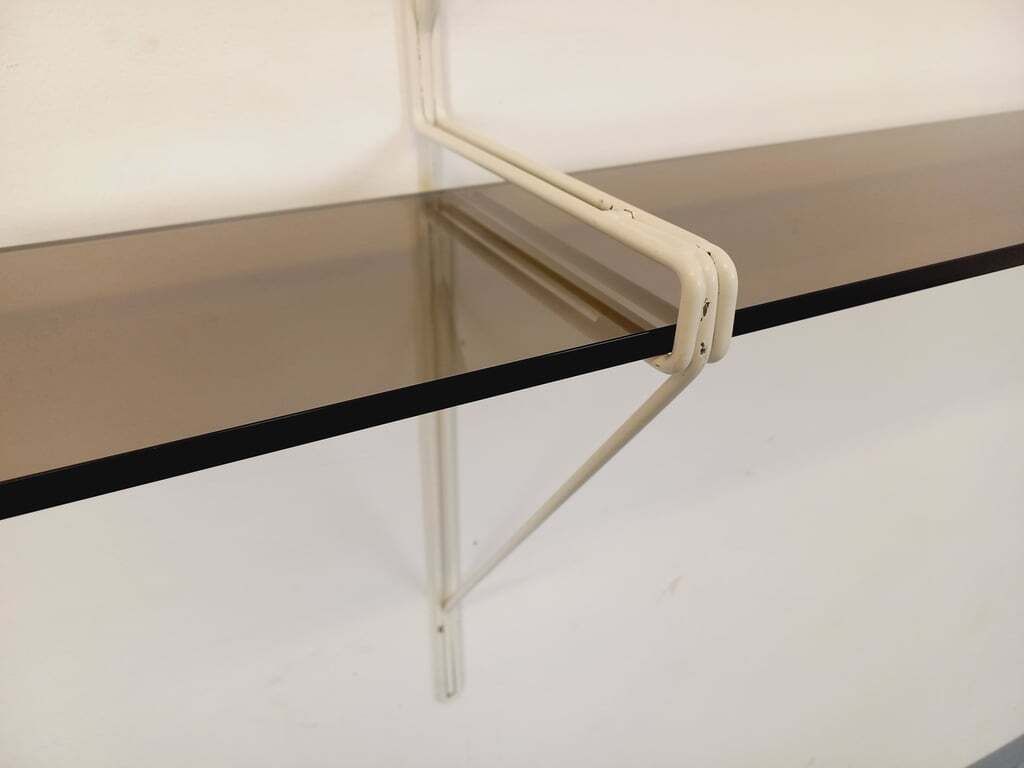String Tomado Wall Shelf In Smoked Glass And White Metal photo vinterior