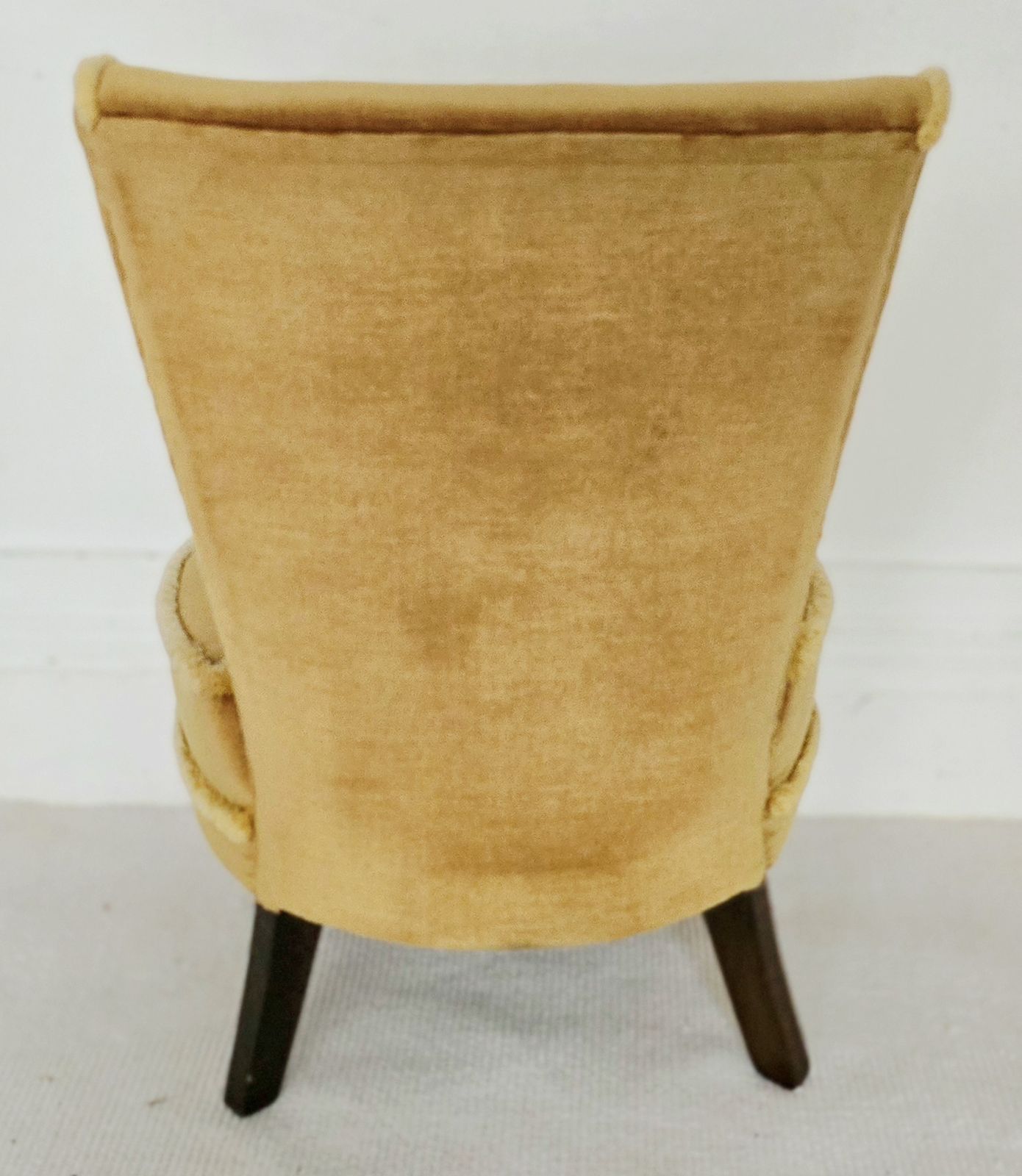 Art Deco Gold Velvet Bedroom Chair With Carved Mahogany Legs, 1930s. photo 295.0
