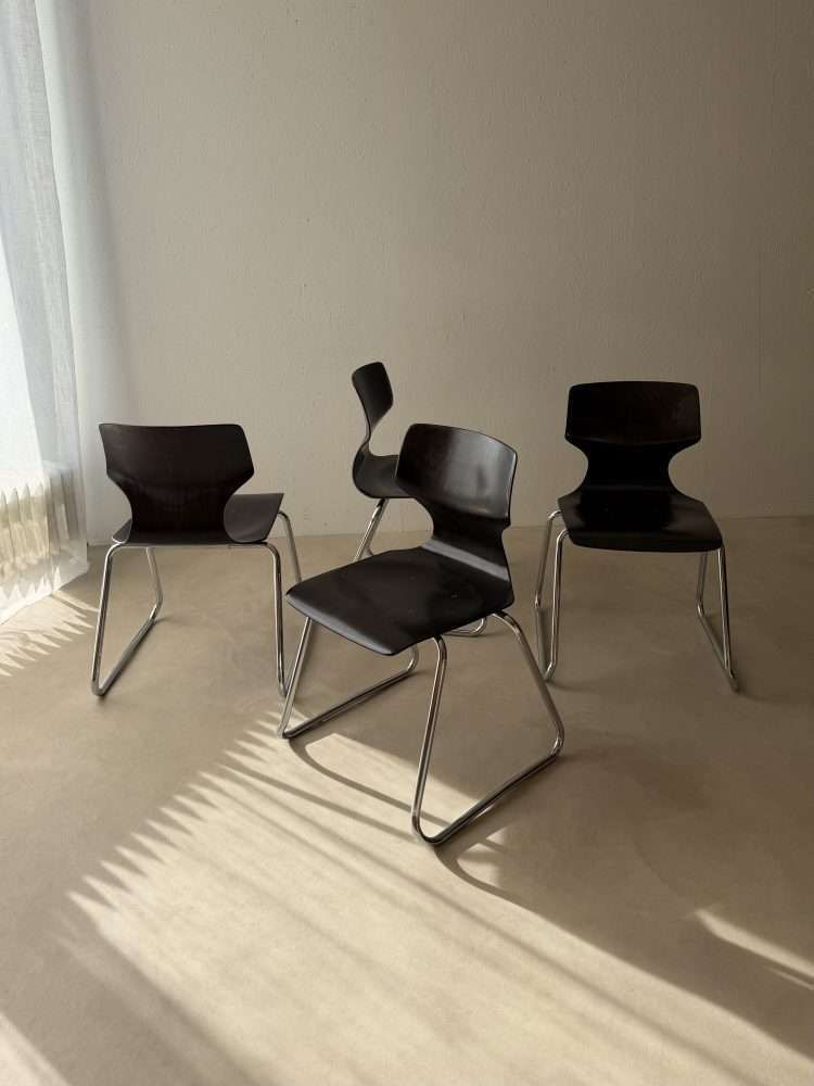 Vintage Flötotto Slee Stoelen Ca. Jaren 1970, Ebben Chroom photo furniture