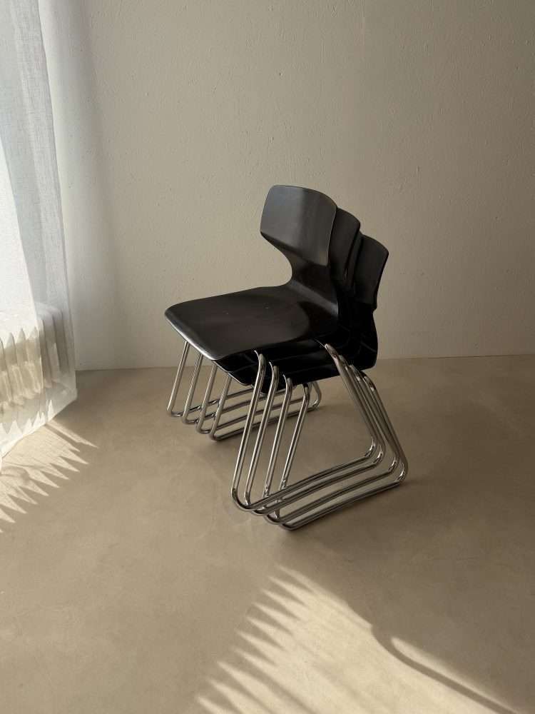 Vintage Flötotto Slee Stoelen Ca. Jaren 1970, Ebben Chroom photo for sale