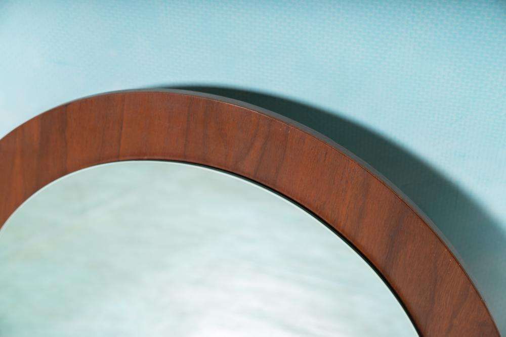 Vintage Walnoten Wandspiegel, Jaren Zestig Minimalistisch Design photo for sale