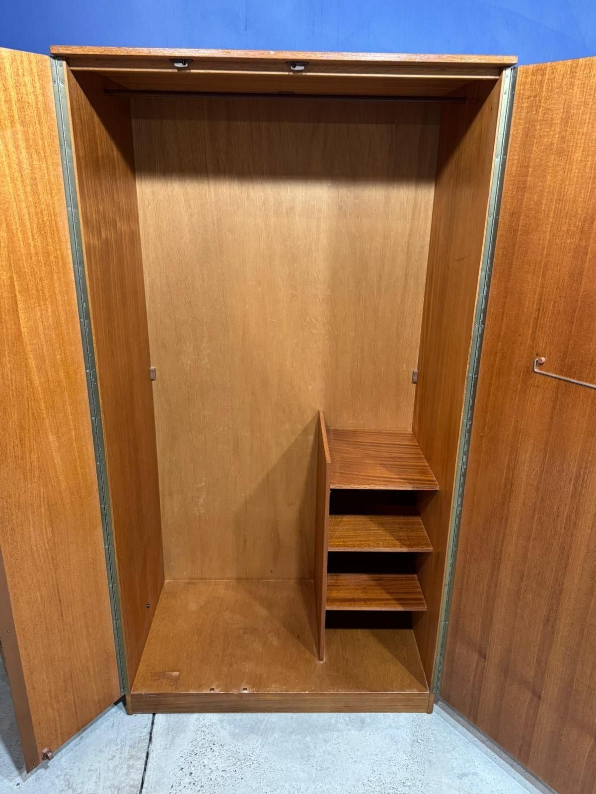 photo buy Vintage Mid Century Teak Wardrobe 1960s Avalon Single Mirror Retro