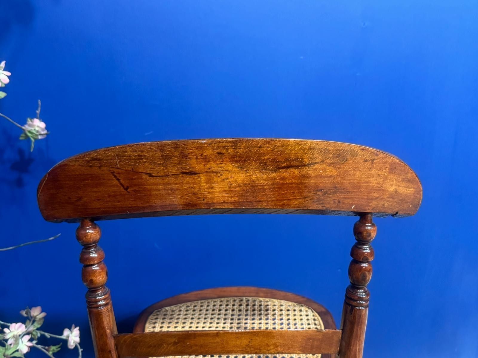 Furniture Vintage Edwardian Bedroom Chair Boudoir Rattan Cane Seat Birch photo