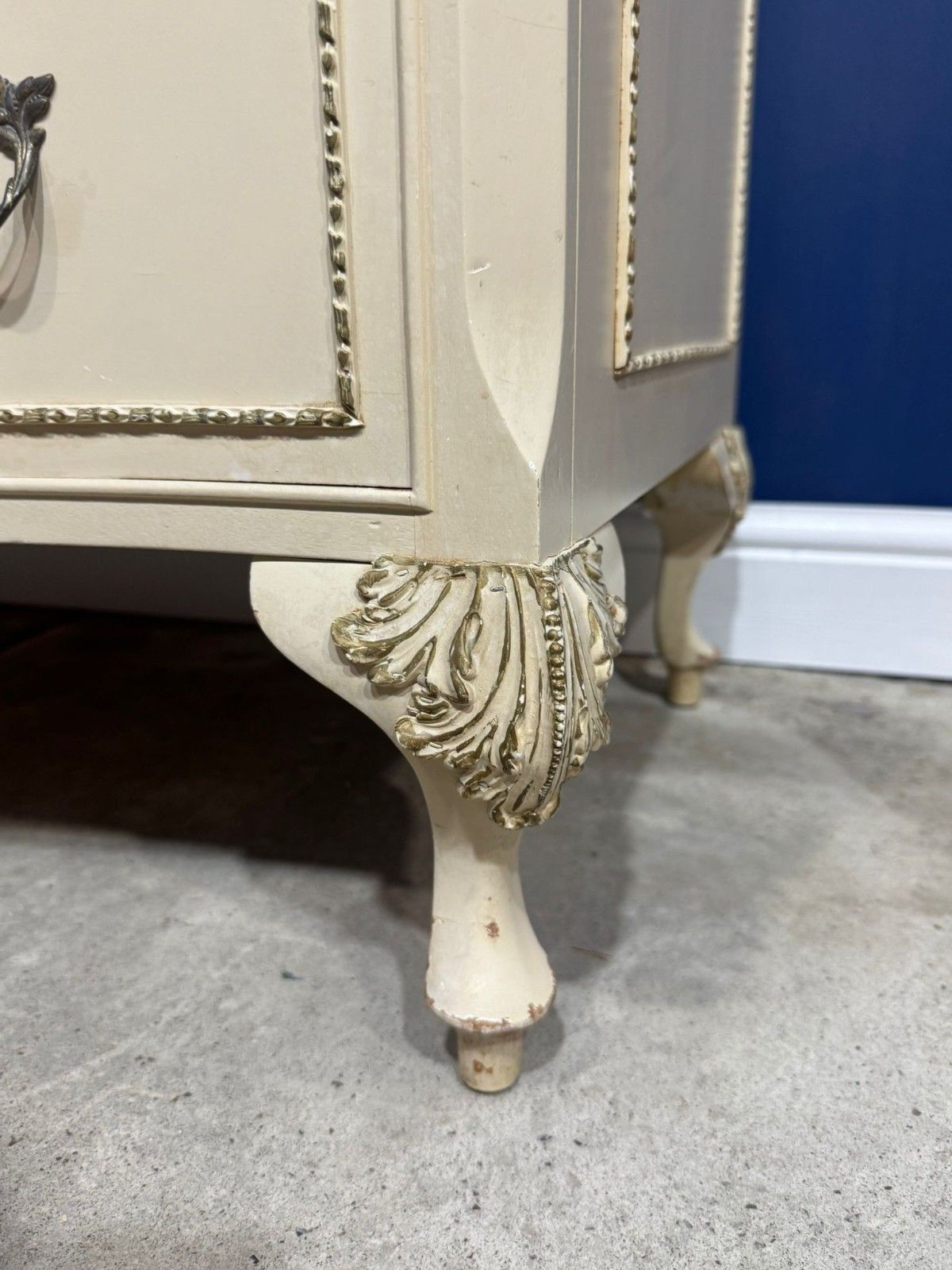 Furniture Vintage Olympus Chest Of Drawers White Cream French Louis XV Style 5 Drawers photo