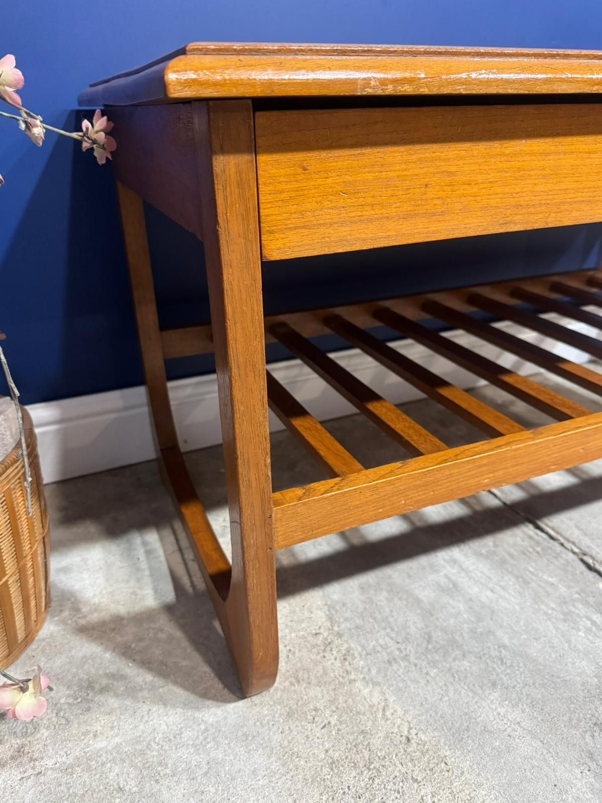 Vintage Japanese Wood Coffee Table – Oriental Design Mid Century Asian Carved photo Furniture