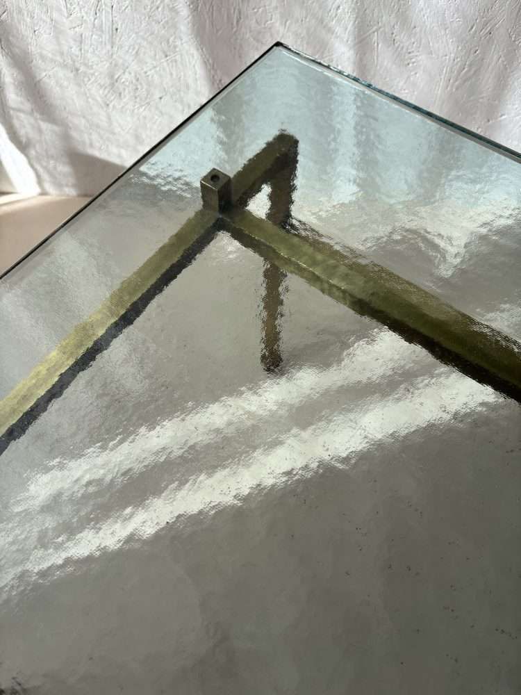 Swedish Brass Coffee Table With Marbled Glass Top, 1960s photo 574.0