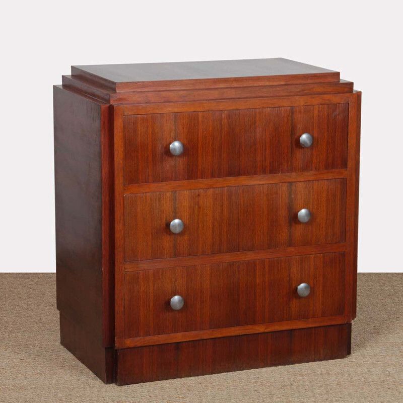 Art Deco Walnut Chest Of Drawers, French Made, Circa 1930–1940