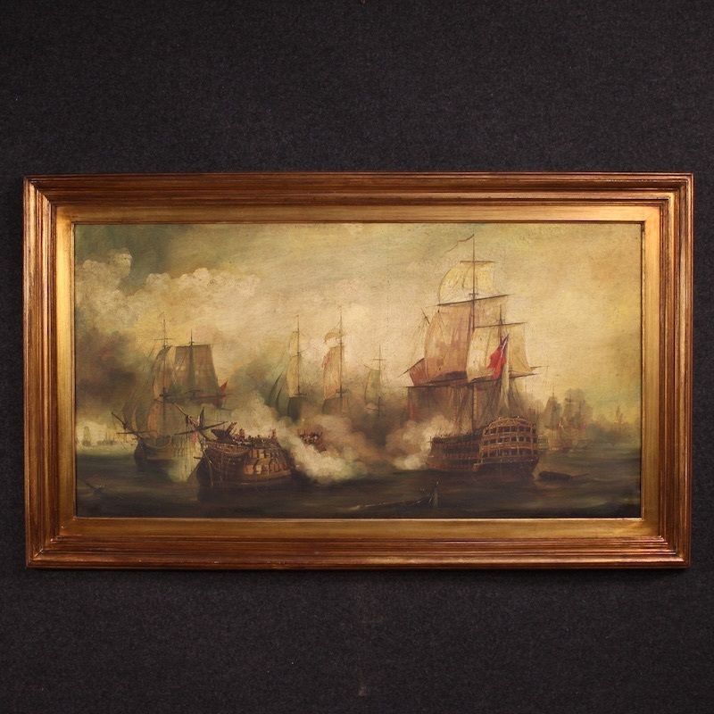 20th Century French Seascape Painting Battle Of Trafalgar