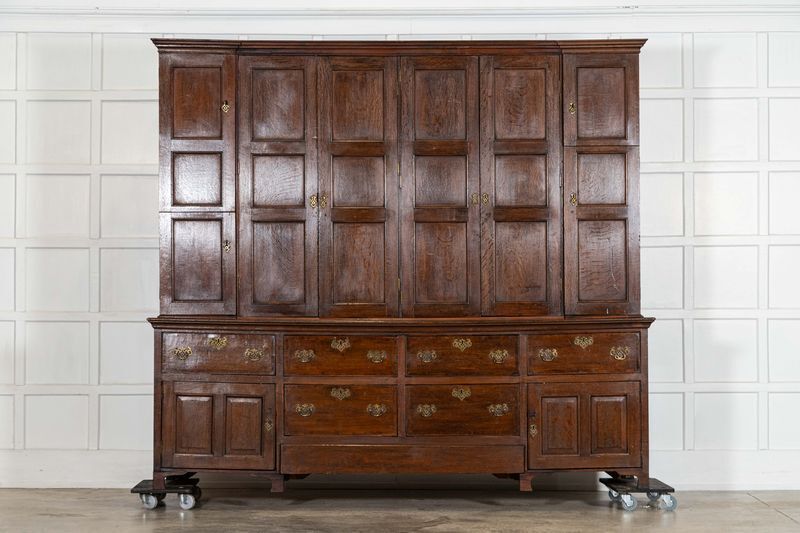 Monumental English Georgian Breakfront Oak Estate Housekeepers Cupboard photo furniture