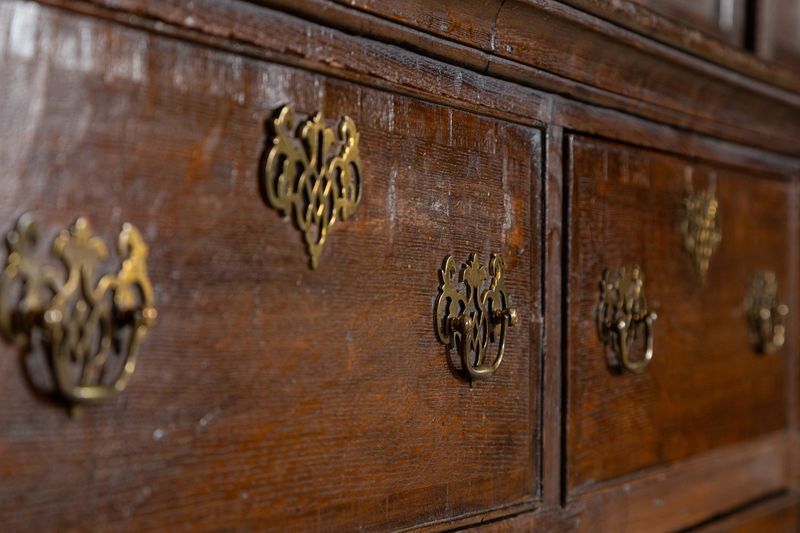 9143.0 Monumental English Georgian Breakfront Oak Estate Housekeepers Cupboard photo