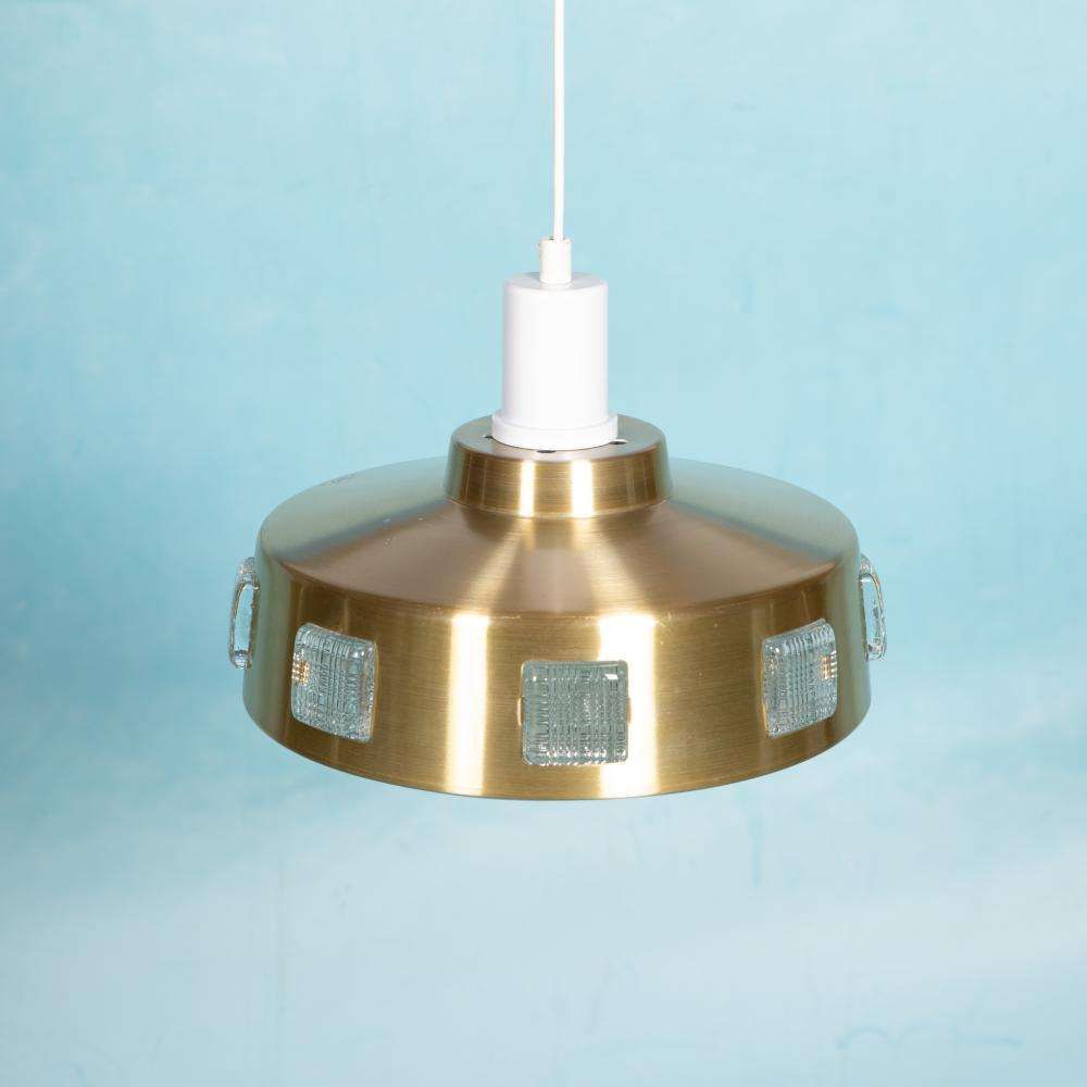Space Age Hanglamp Jaren 60/70, Glas Messing Retro Hanglamp photo furniture