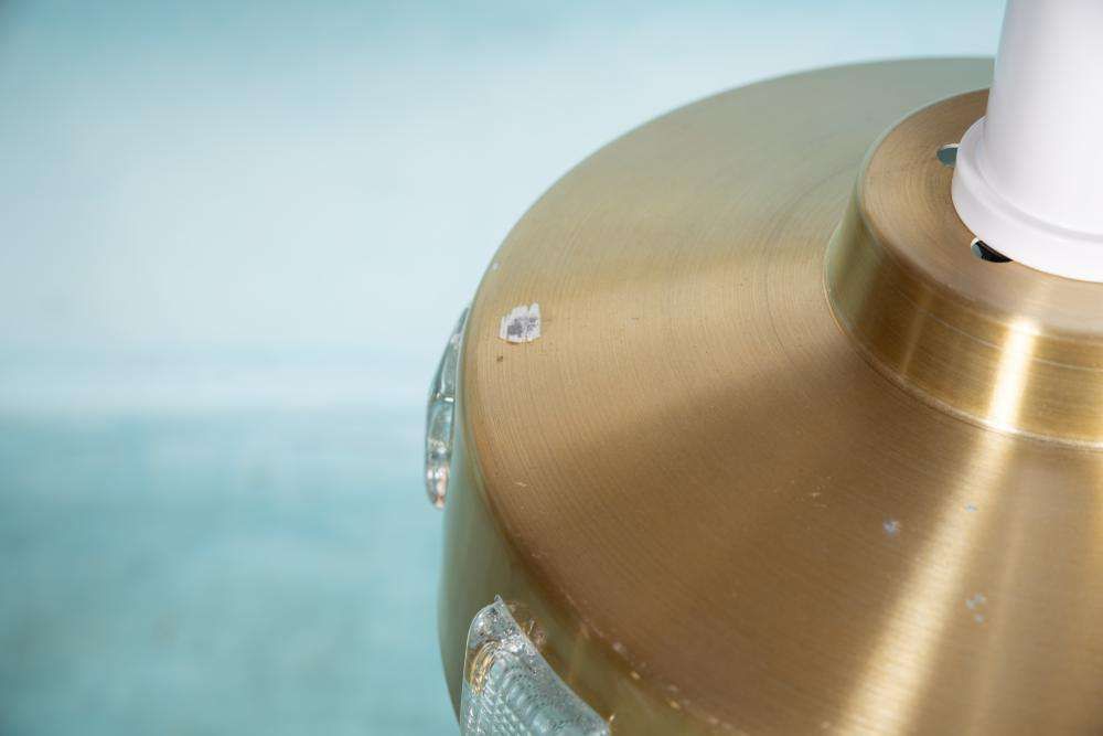 Space Age Hanglamp Jaren 60/70, Glas Messing Retro Hanglamp photo vintage