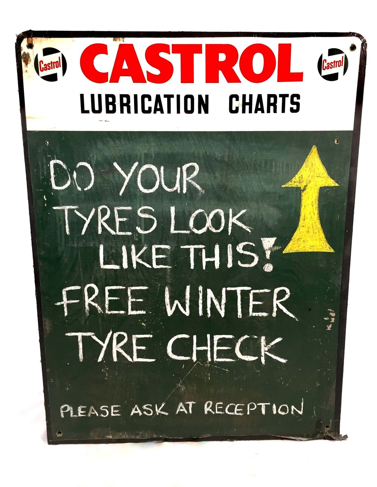 Antique Advertising   Wall Mounted Castrol Oil Lubrication Charts Garage Sign photo for sale