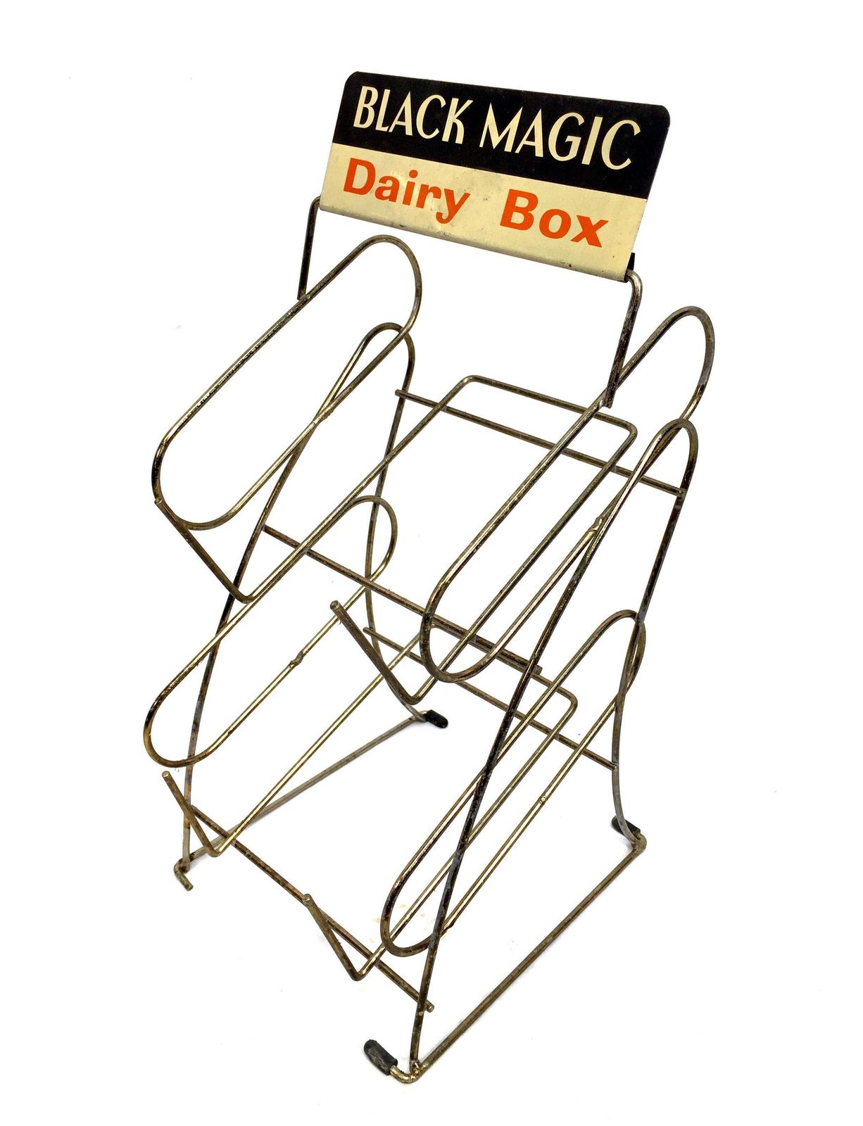 Antique Advertising Shop Counter Display Stand Black Magic Dairy Box Metal Sign photo Furniture