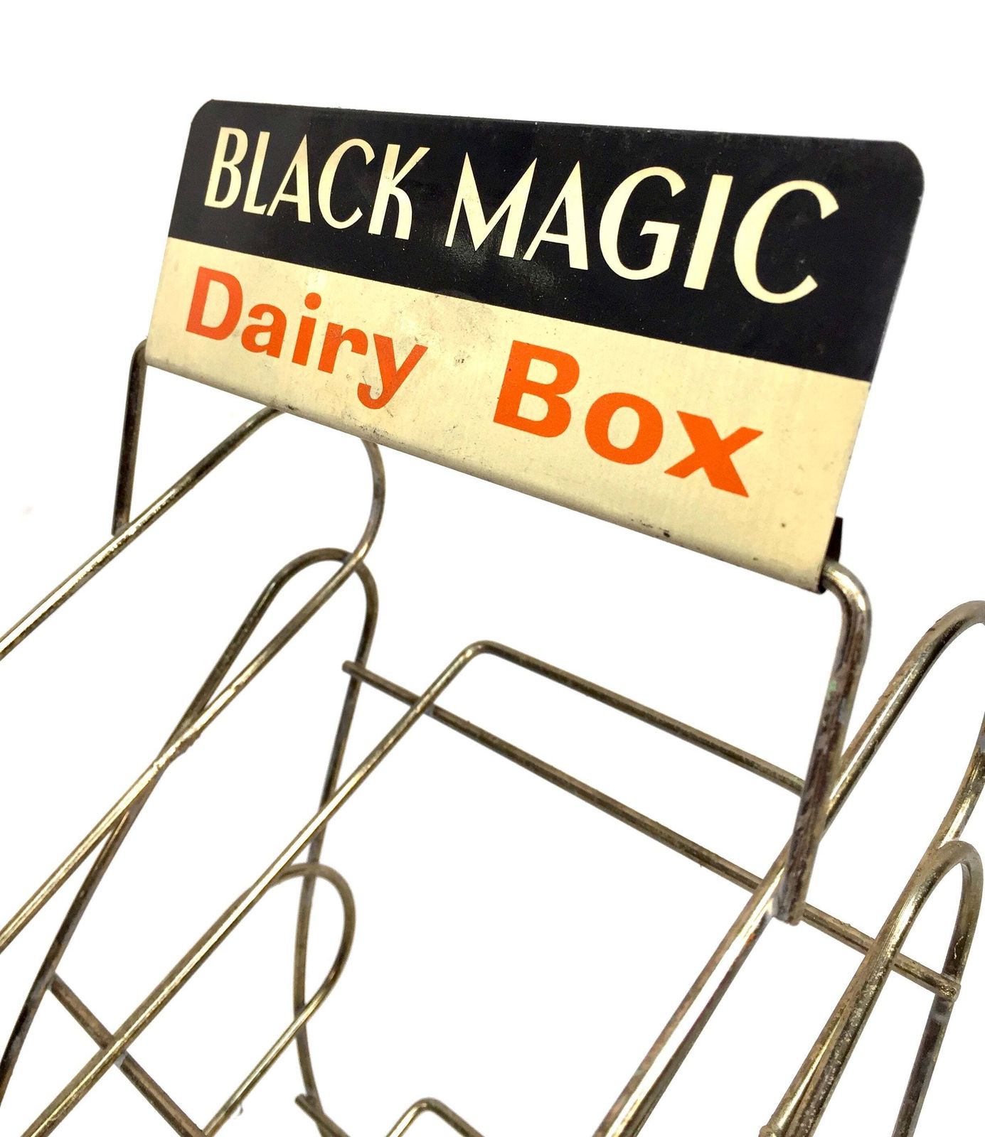 Antique Advertising Shop Counter Display Stand Black Magic Dairy Box Metal Sign photo vinterior