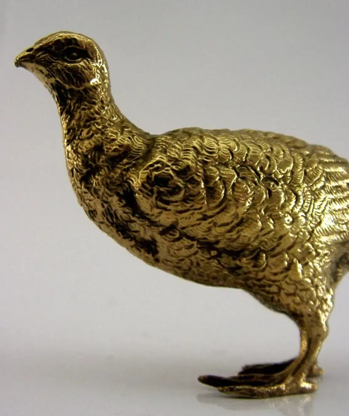 5 Inch Sterling Silver Gilt Golden Pheasant Bird Figure 1994 English Shooting photo for sale