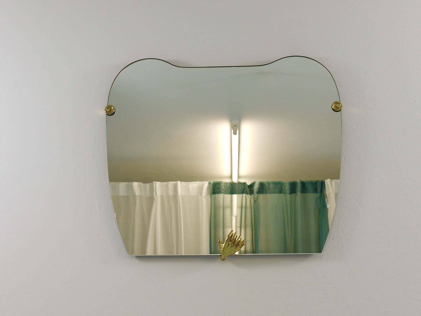 photo buy Scultpural Brass Hand Mid Century Wall Mirror, Italy, 1950s
